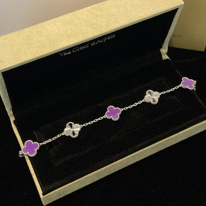 [Royal&Vicky]LUCKY CLOVER 5-MOTIF BRACELET - VIOLET COLLECTION