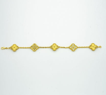 [LUXE]CLOVER ARMBAND 5 MOTIVE GOLD DIAMANT 