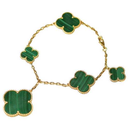 [Royal]MAGIC CLOVER MALACHITE GOLD BRACELET 5 MOTIFS