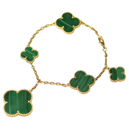 [ROYAL]MAGIC CLOVER MALACHITE GOLD BRACELET 5 MOTIFS