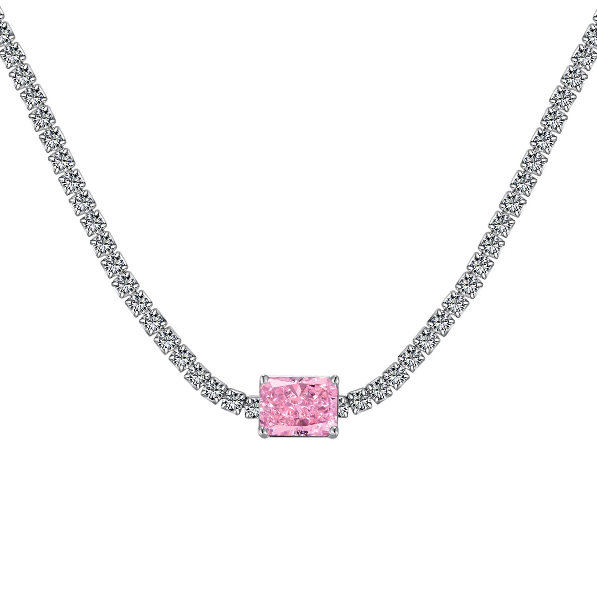 [ROYAL]2.0 carat Ornate Emerald Cut Necklace