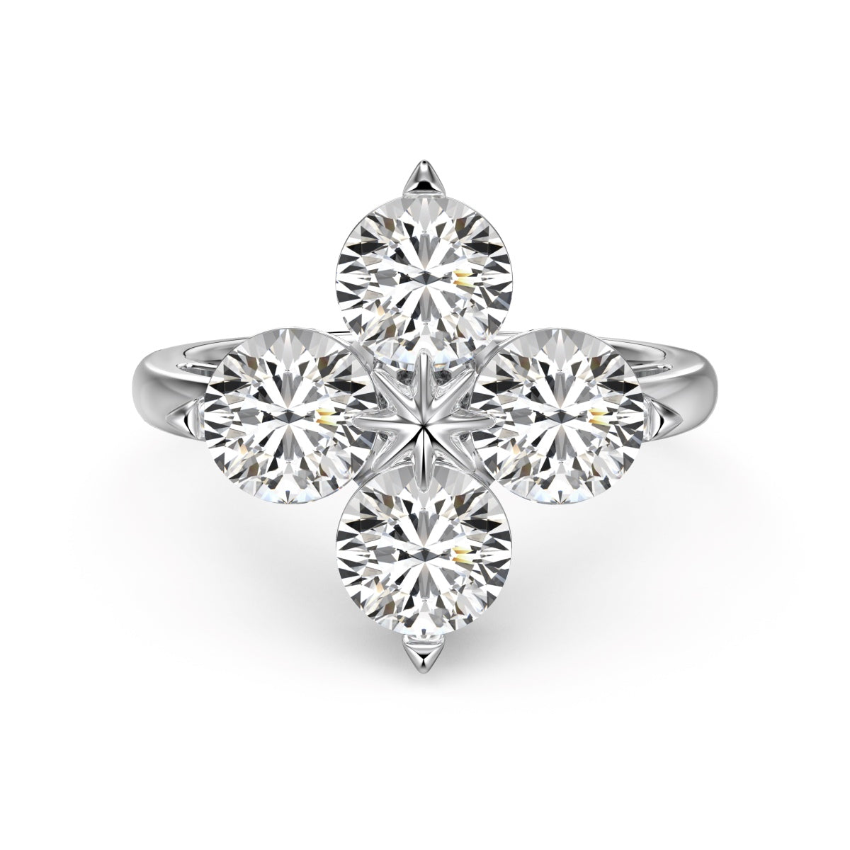 [ROYAL]Four-Leaf Clover Eight-Pointed Star Ring