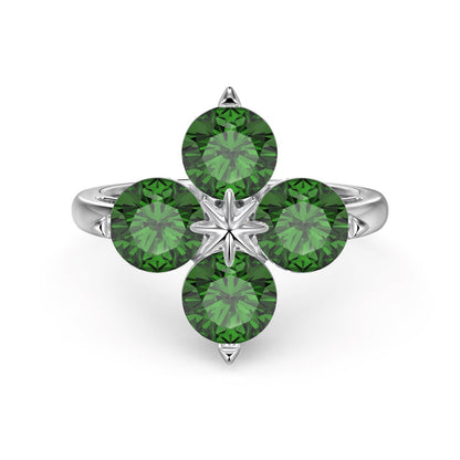 [ROYAL]Four-Leaf Clover Eight-Pointed Star Ring