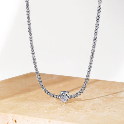 [ROYAL]1.0 carat Unique Pear Cut Tennis Necklace