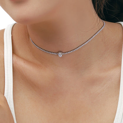 [ROYAL]1.0 carat Unique Pear Cut Tennis Necklace