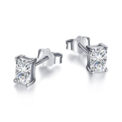 [ROYAL]Stylish Shiny Rectangular Center Stone Stud Earrings