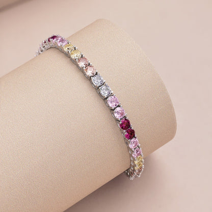 [ROYAL]Radiant Colorful Round Cut Tennis Bracelet