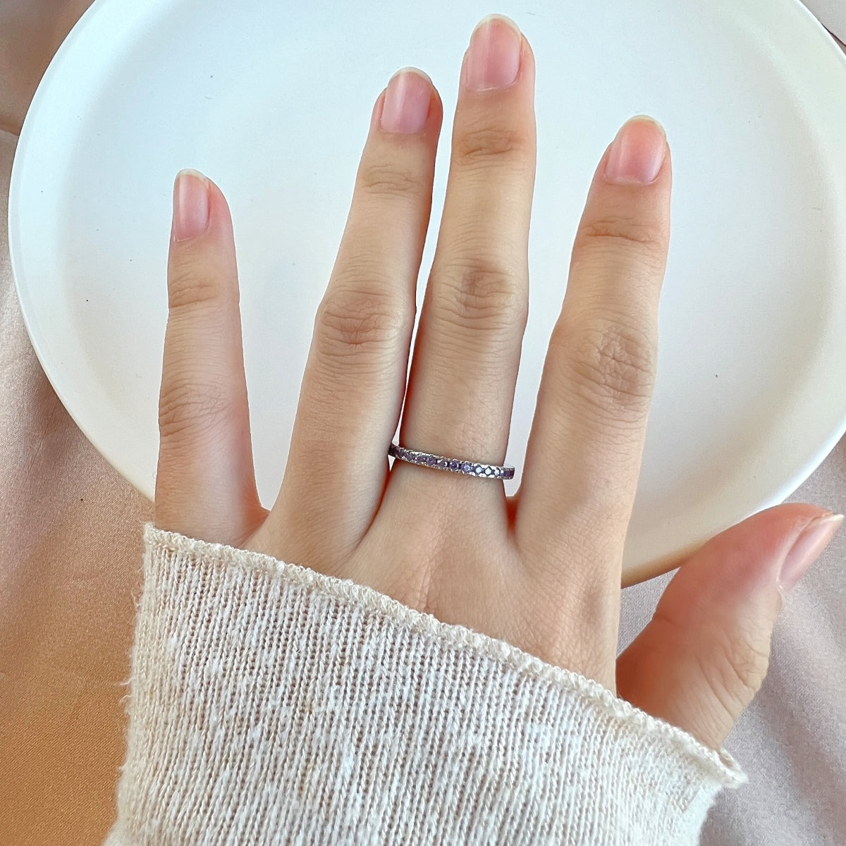 [ROYAL]Delicate Sparkling Round Cut Daily Ring