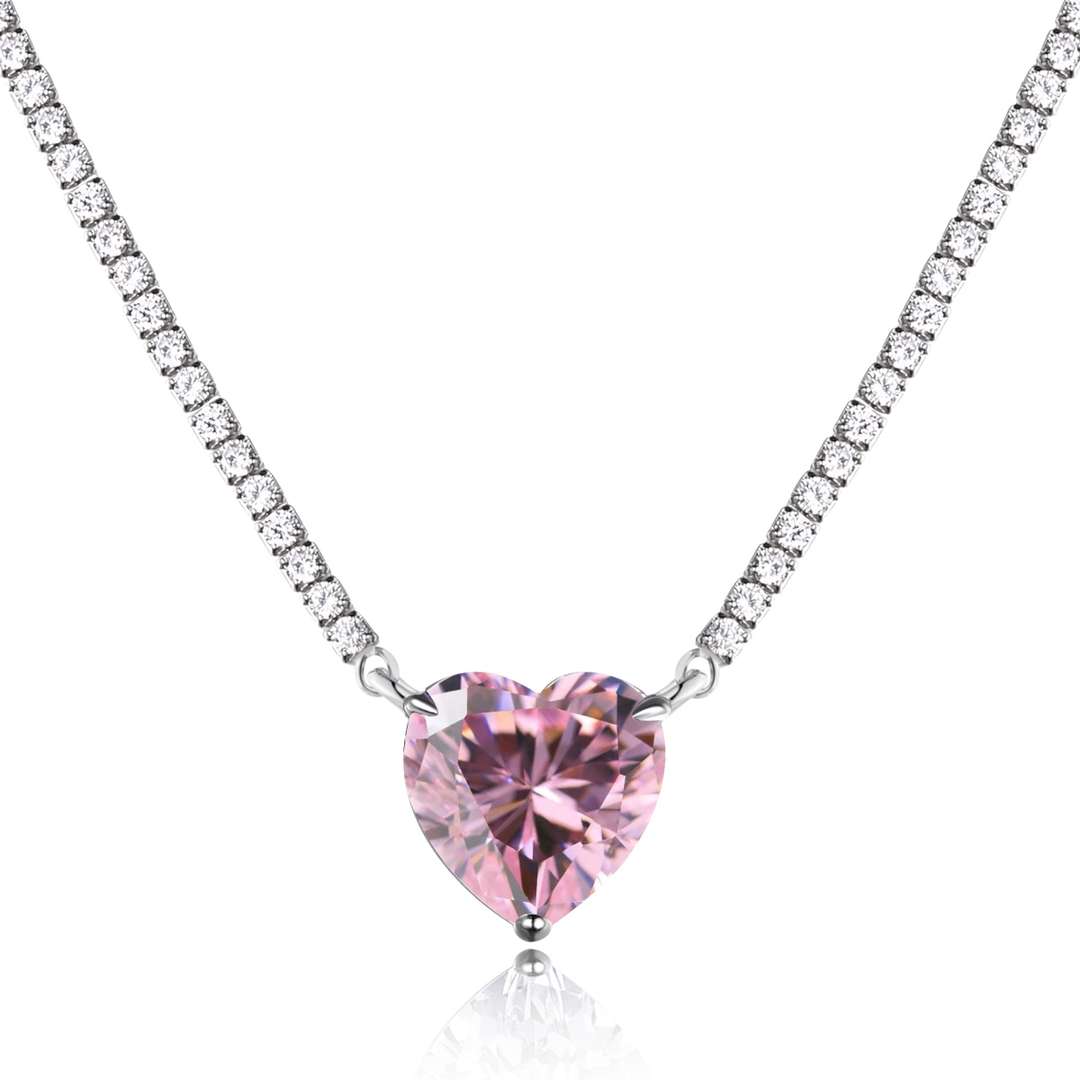 [ROYAL]8.0 Carat Versatile Colorful Sweet Heart-Shaped Tennis Necklace