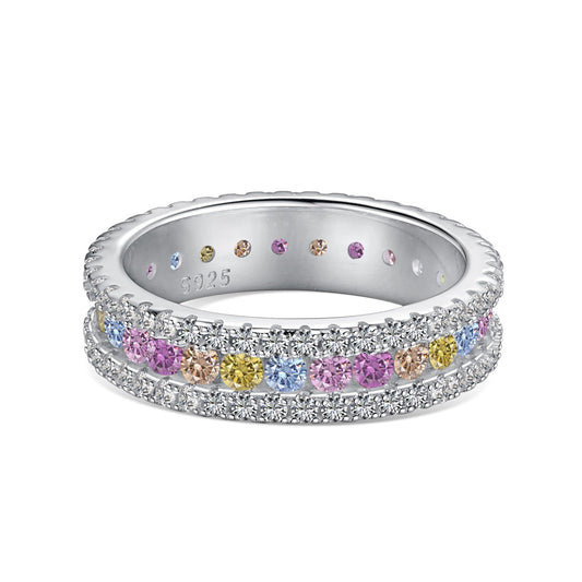 [ROYAL]Delicate Colorful Round Cut Daily Ring