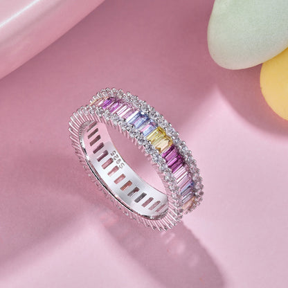 [ROYAL]Dainty Kaleidoscopic Emerald Cut Daily Ring