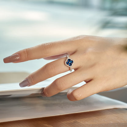 [LUXE]Ring mit vierblättrigem Kleeblatt-Blumendesign