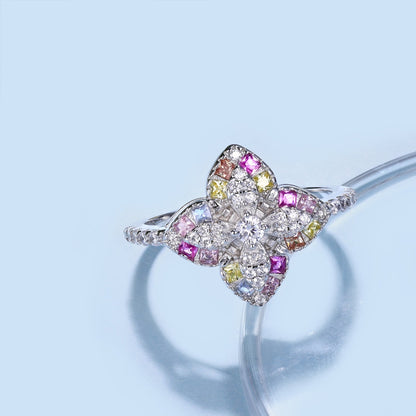 [ROYAL]Luxurious Colorful Flower Shape Banquet Ring