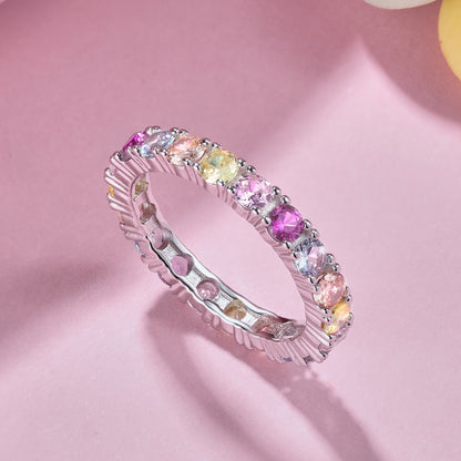 [ROYAL]Dazzling Lustrous Round Cut Tennis Ring