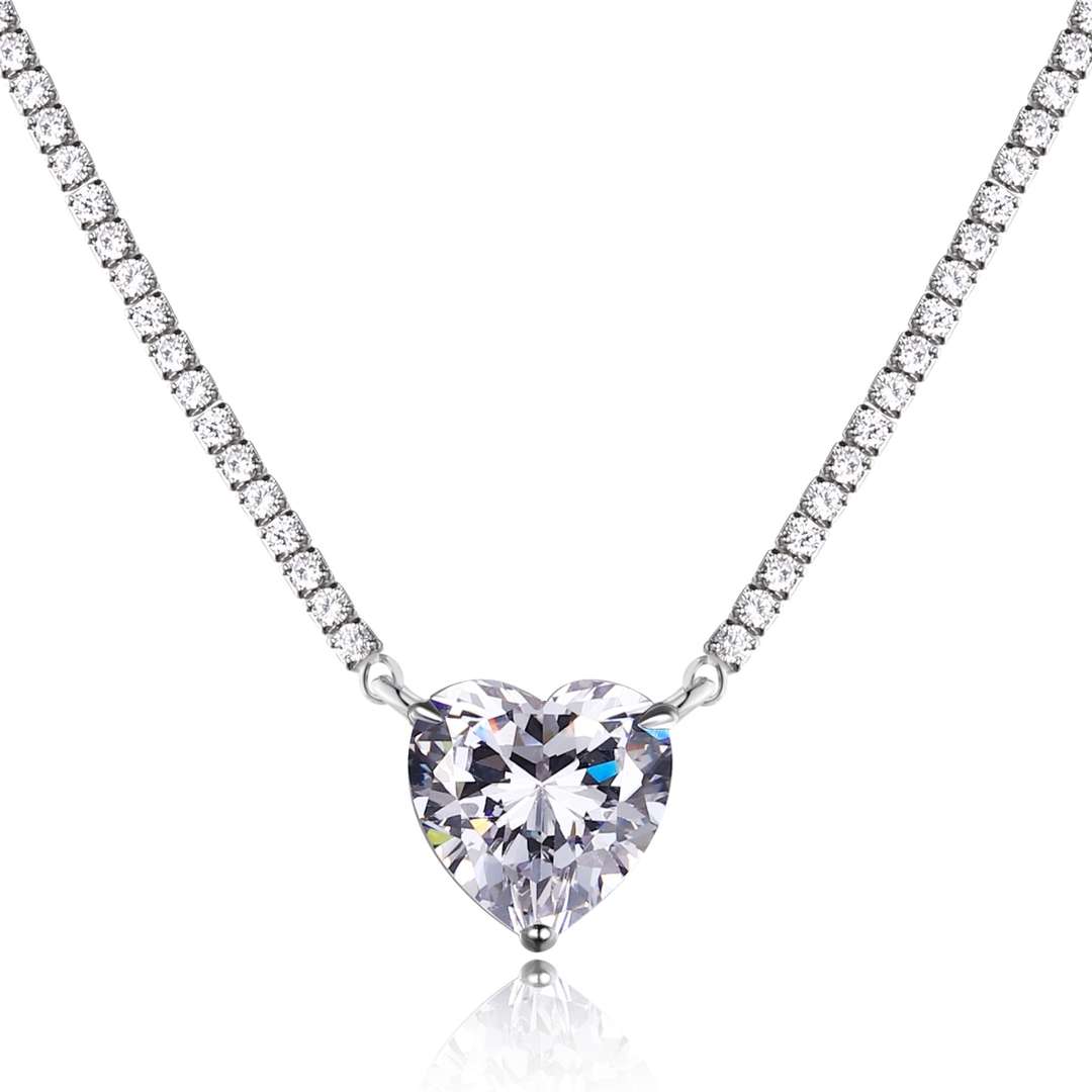 [ROYAL]8.0 Carat Versatile Colorful Sweet Heart-Shaped Tennis Necklace