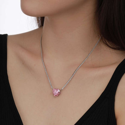 [ROYAL]8.0 Carat Versatile Colorful Sweet Heart-Shaped Tennis Necklace