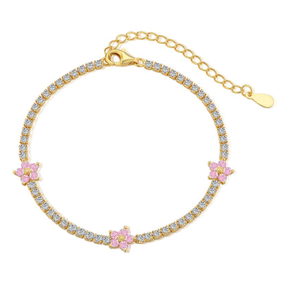 [ROYAL]Sparkling Flower Shape Tennis Bracelet