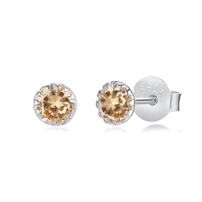 [ROYAL]Sparkling Colorful Round Shape Earrings