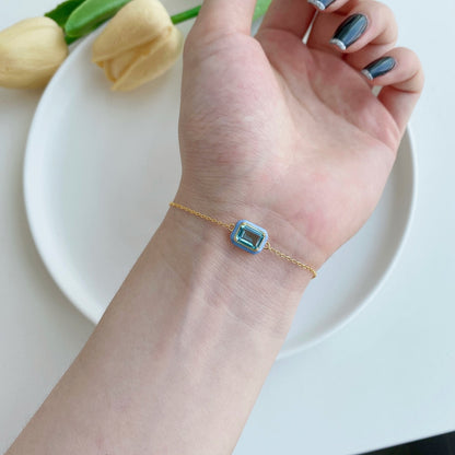 [LUXE]2,0 Karat funkelndes buntes Smaragdschliff-Tagesarmband