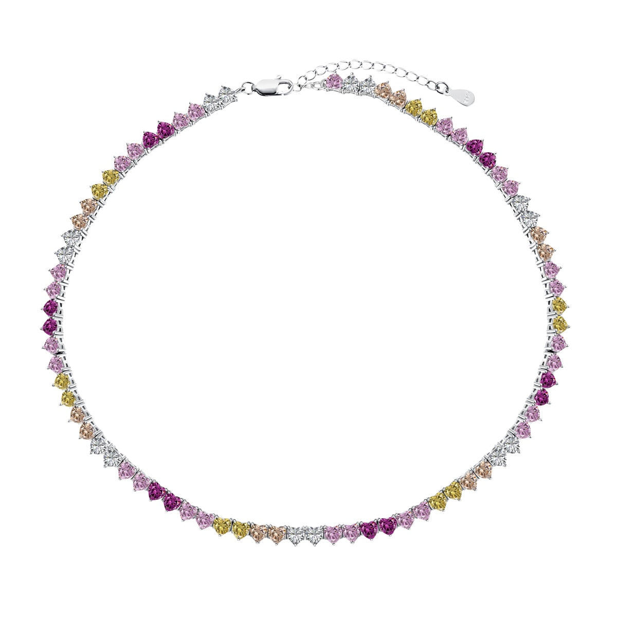 [ROYAL]Sparkling Colorful Full Heart Tennis Necklace