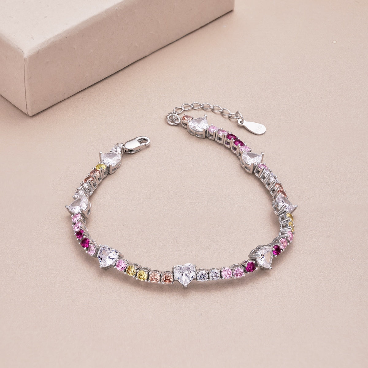 [ROYAL]Romantic Heart Shape Round Cut Lover Bracelet