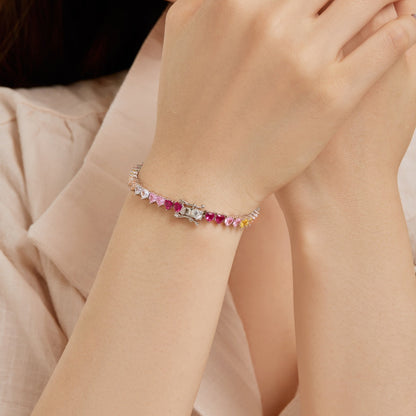 [ROYAL]Luxurious Colorful Romantic Heart Shape Lover Bracelet