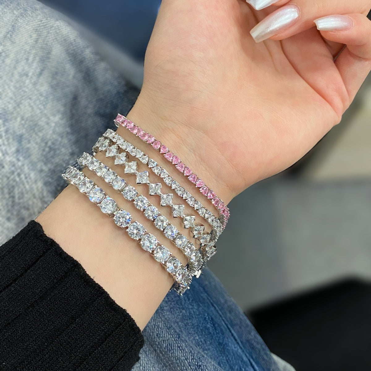 [LUXE]0,5 Karat verziertes Princess-Schliff-Tagesarmband