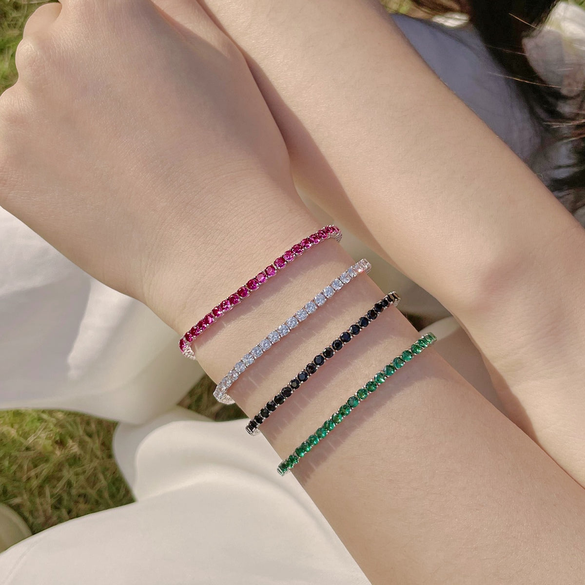 [LUXE] Strahlend buntes Party-Armband im Rundschliff