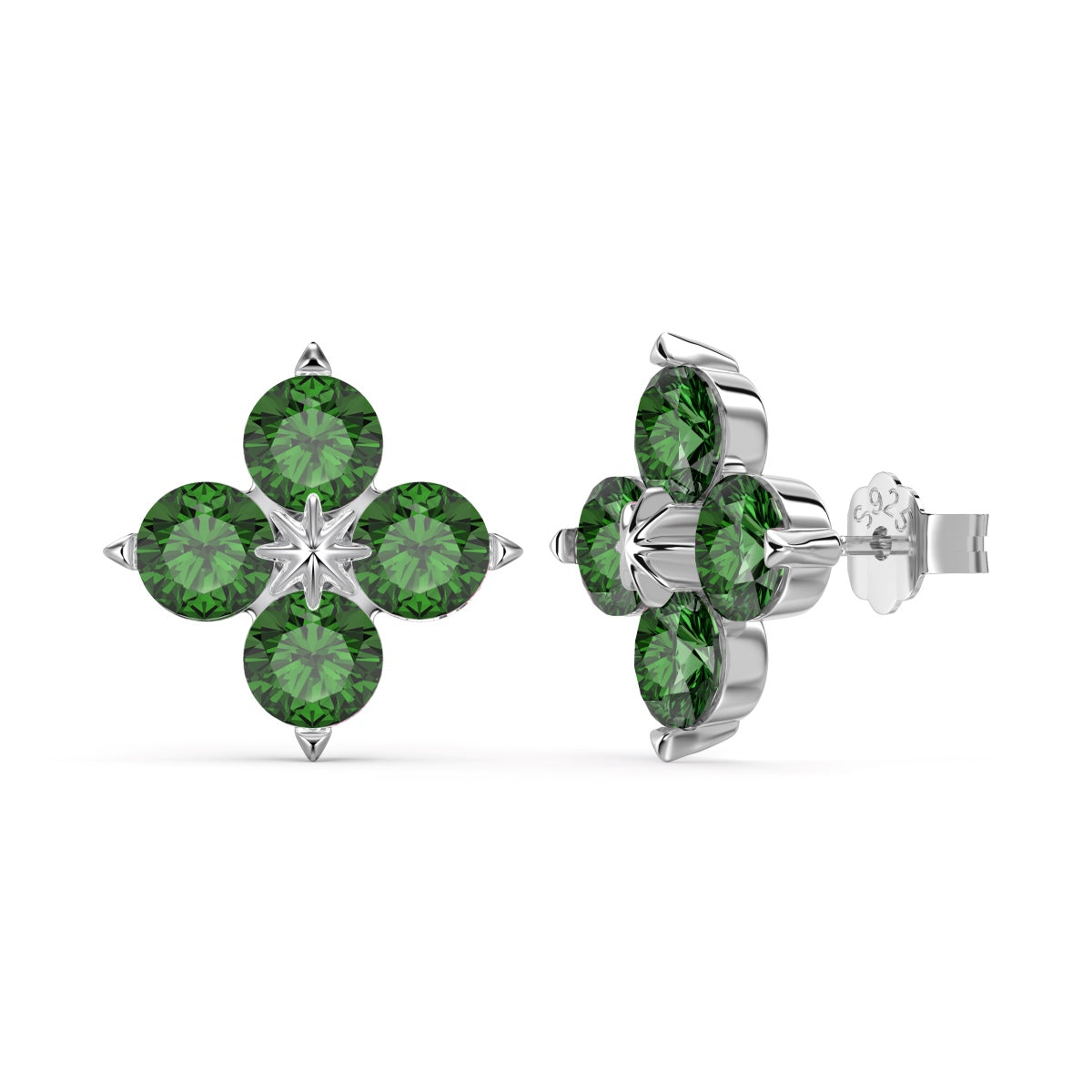 [ROYAL]Four-Leaf Clover Eight-Pointed Star Earrings