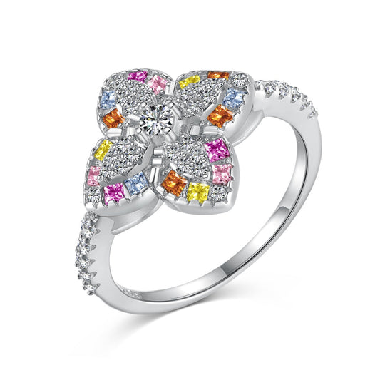 [ROYAL]Luxurious Colorful Flower Shape Banquet Ring