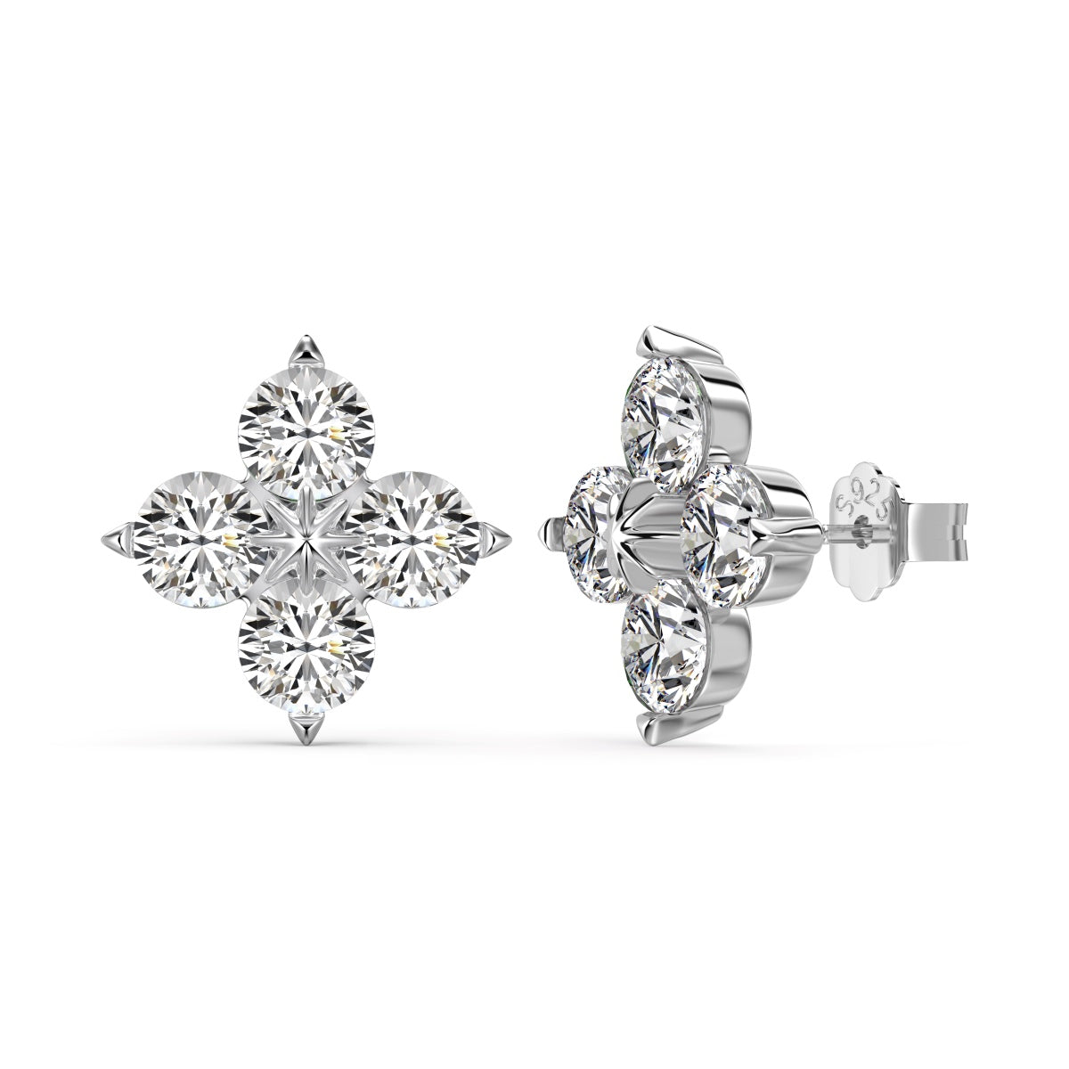 [ROYAL]Four-Leaf Clover Eight-Pointed Star Earrings