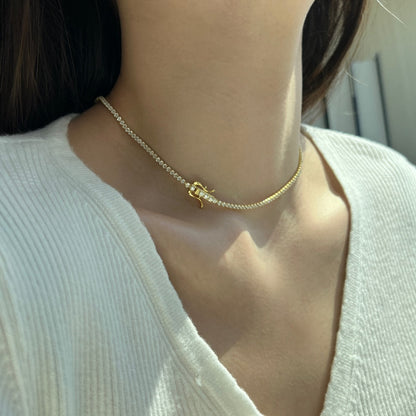 [ROYAL]Delicate Round Shape Tennis Necklace