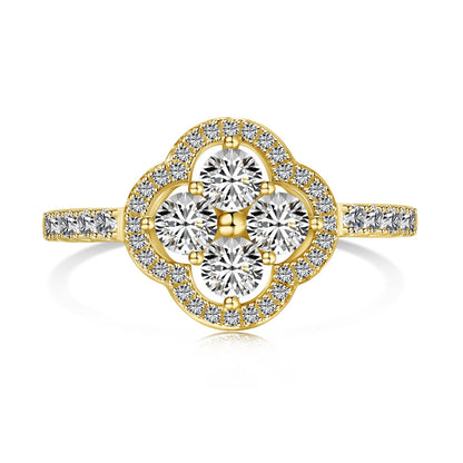 [LUXE]Ring mit vierblättrigem Kleeblatt-Blumendesign