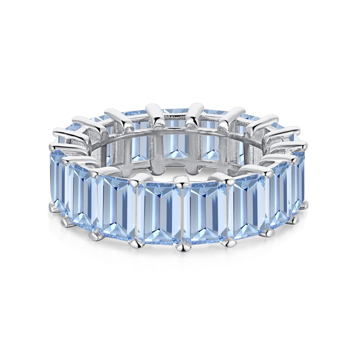 [ROYAL]0.75 Carat Elegant Emerald Cut Tennis Ring