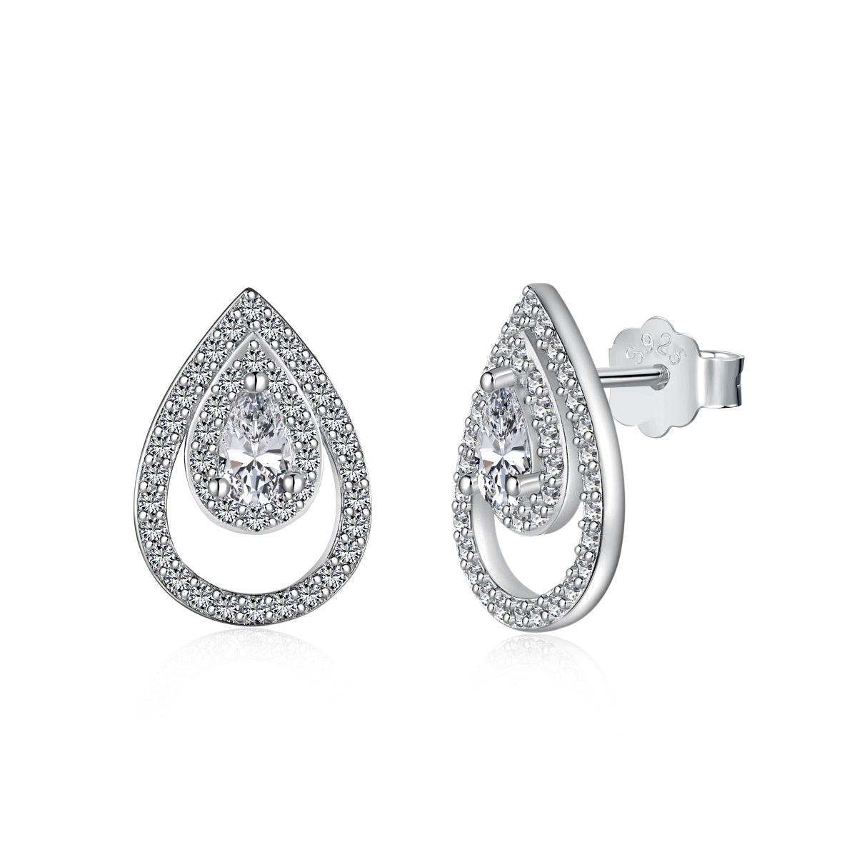 [ROYAL]Sparkling Delicate Water Drop Shape Daily Earrings