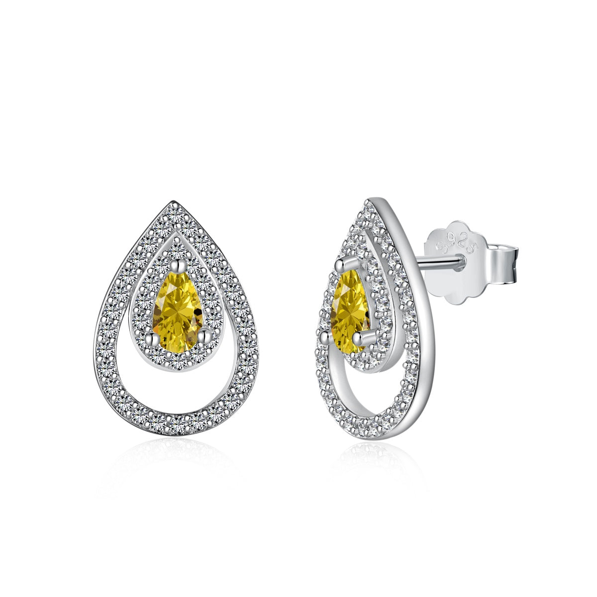 [ROYAL]Sparkling Delicate Water Drop Shape Daily Earrings