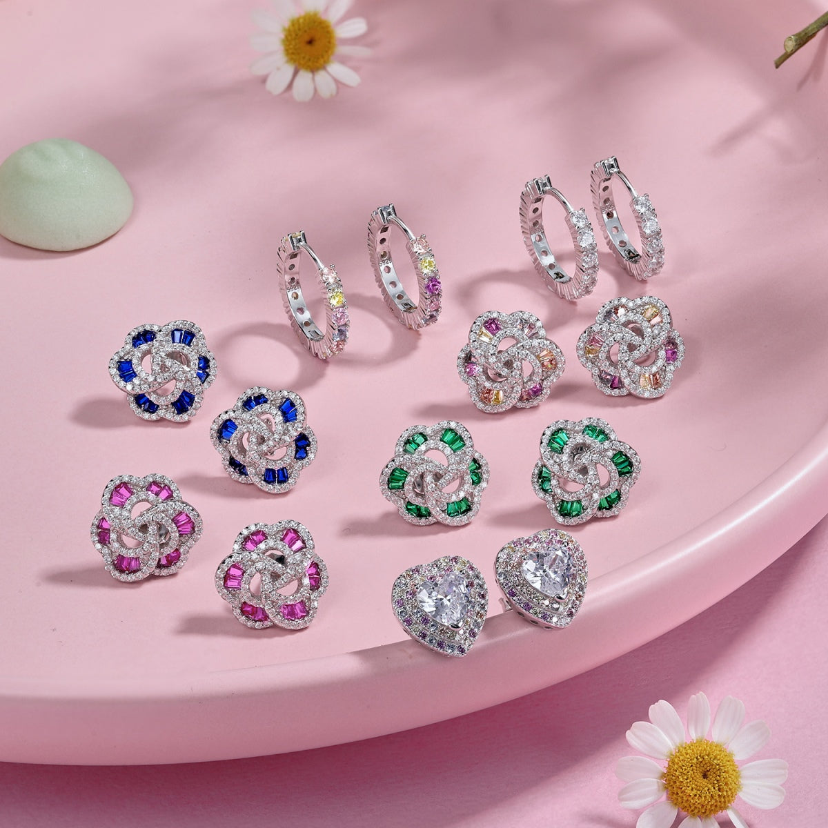 [ROYAL]Radiant Colorful Round Cut Earrings