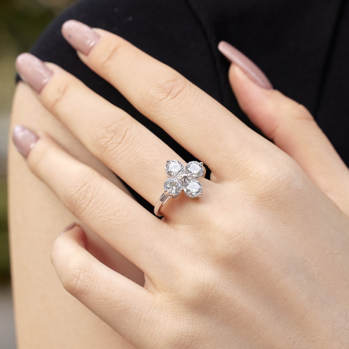 [ROYAL]Four-Leaf Clover Eight-Pointed Star Ring