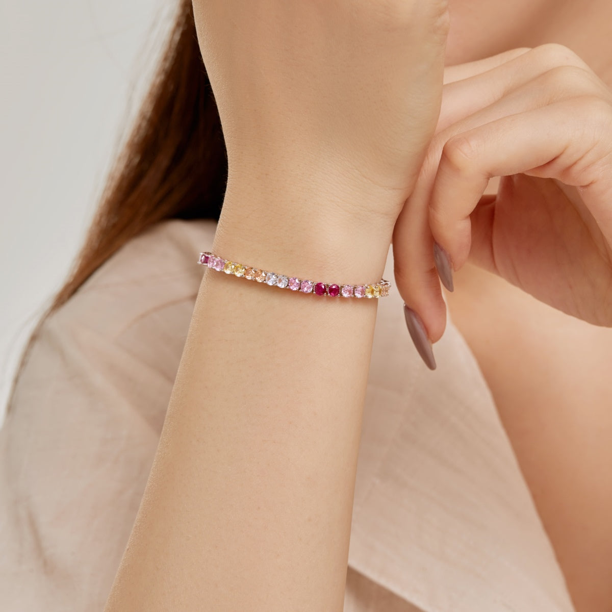 [ROYAL]Radiant Colorful Round Cut Tennis Bracelet