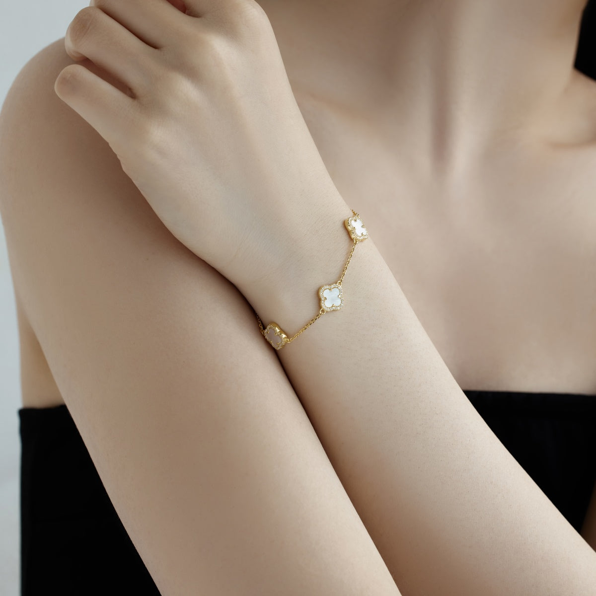 [LUXE]Exquisites Armband mit vierblättrigem Kleeblatt