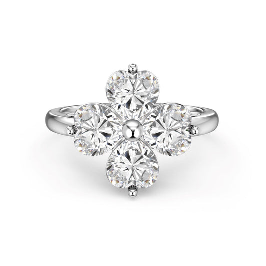 [ROYAL]Heart-shaped Four-Leaf Clover Ball Ring