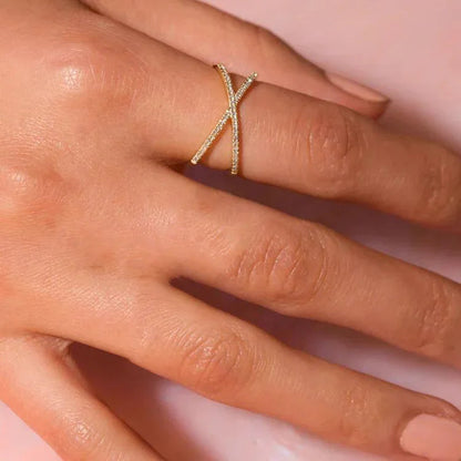 [Royal&Vicky]Nia Gold Diamond Cross Ring