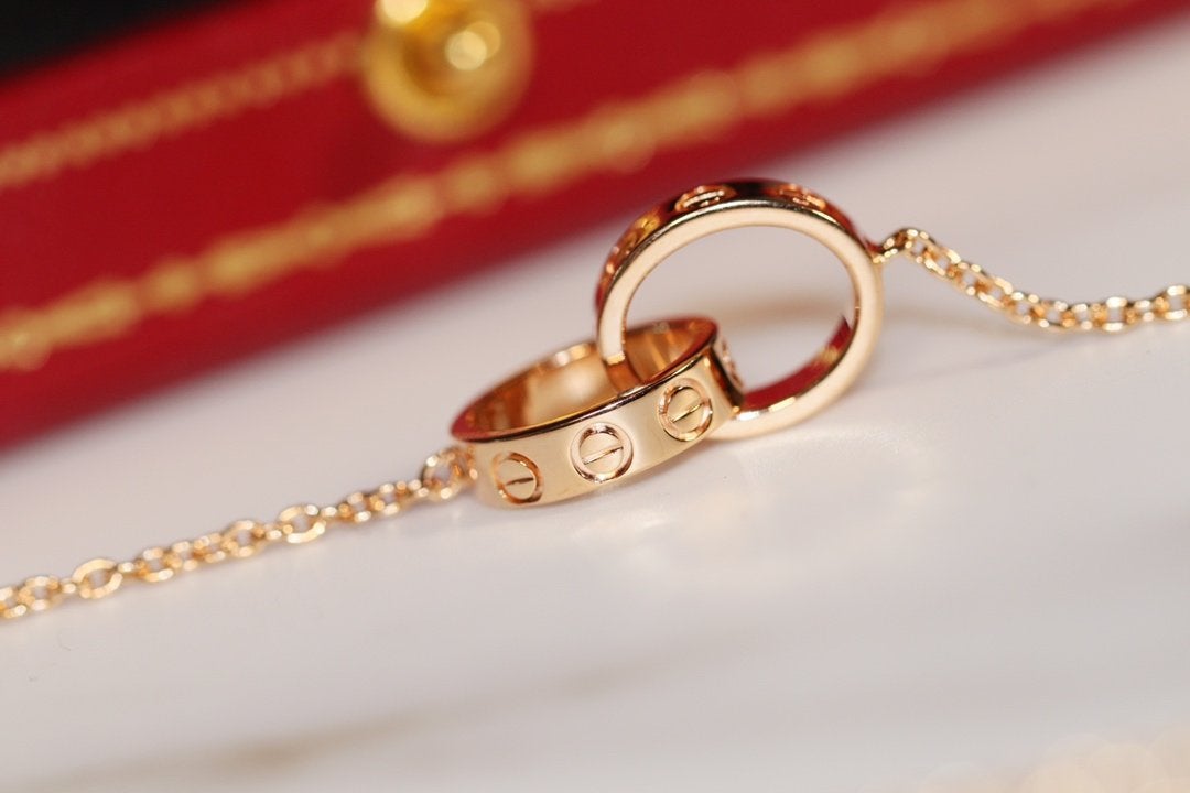 [ROYAL]LOVE NECKLACE PINK GOLD AND SILVER