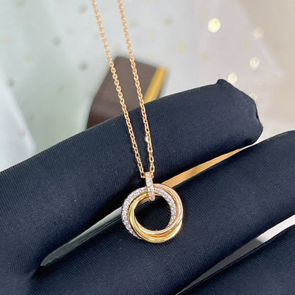 [ROYAL]TRINITY NECKLACE SILVER GOLD PINK GOLD DIAMONDS