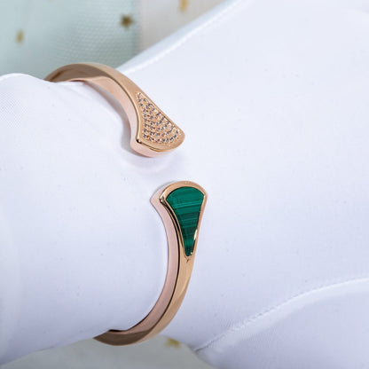 [ROYAL]DREAM BRACELET OPEN MALACHITE PINK GOLD