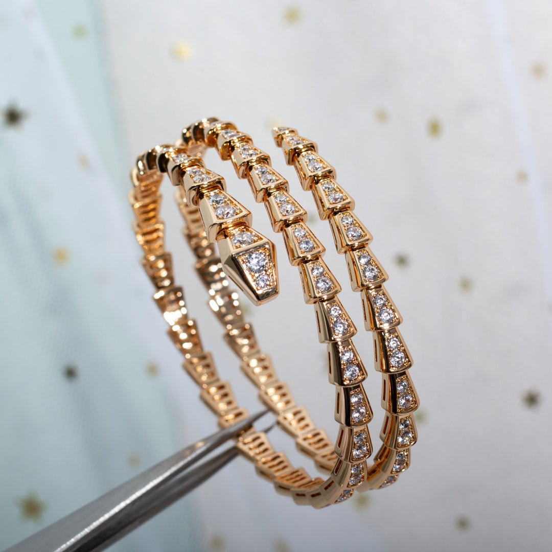 [ROYAL]SERPENTI BRACELET PINK GOLD DIAMOND DOUBLE ROW