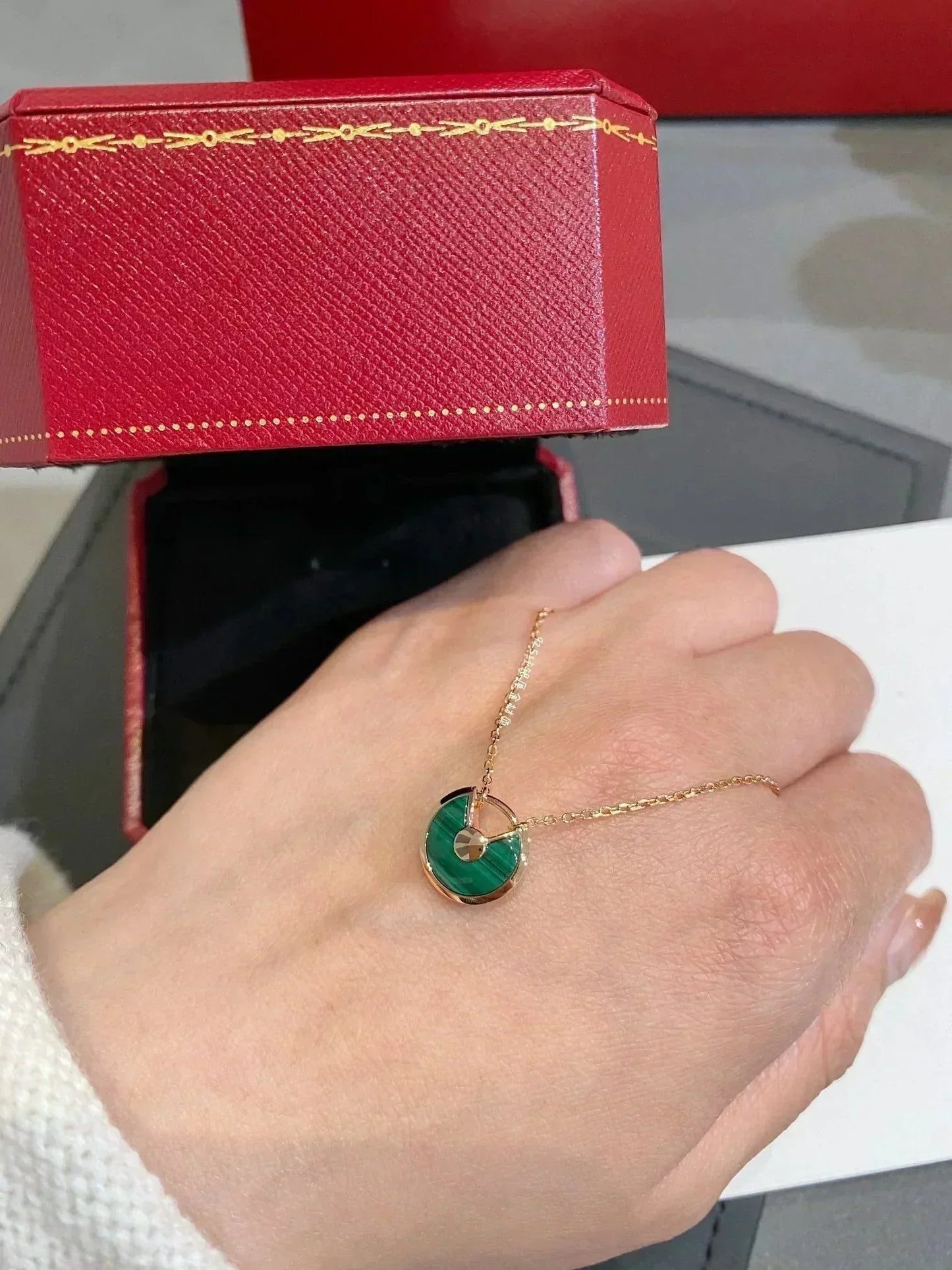 [ROYAL]AMULETTE ROSE GOLD MALACHITE NECKLACE