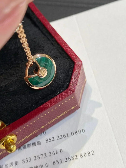 [ROYAL]AMULETTE ROSE GOLD MALACHITE NECKLACE