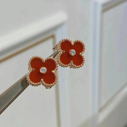 [LUXE]CLOVER MEDIUM 1 MOTIFS CARNELIAN DIAMOND Ohrringe