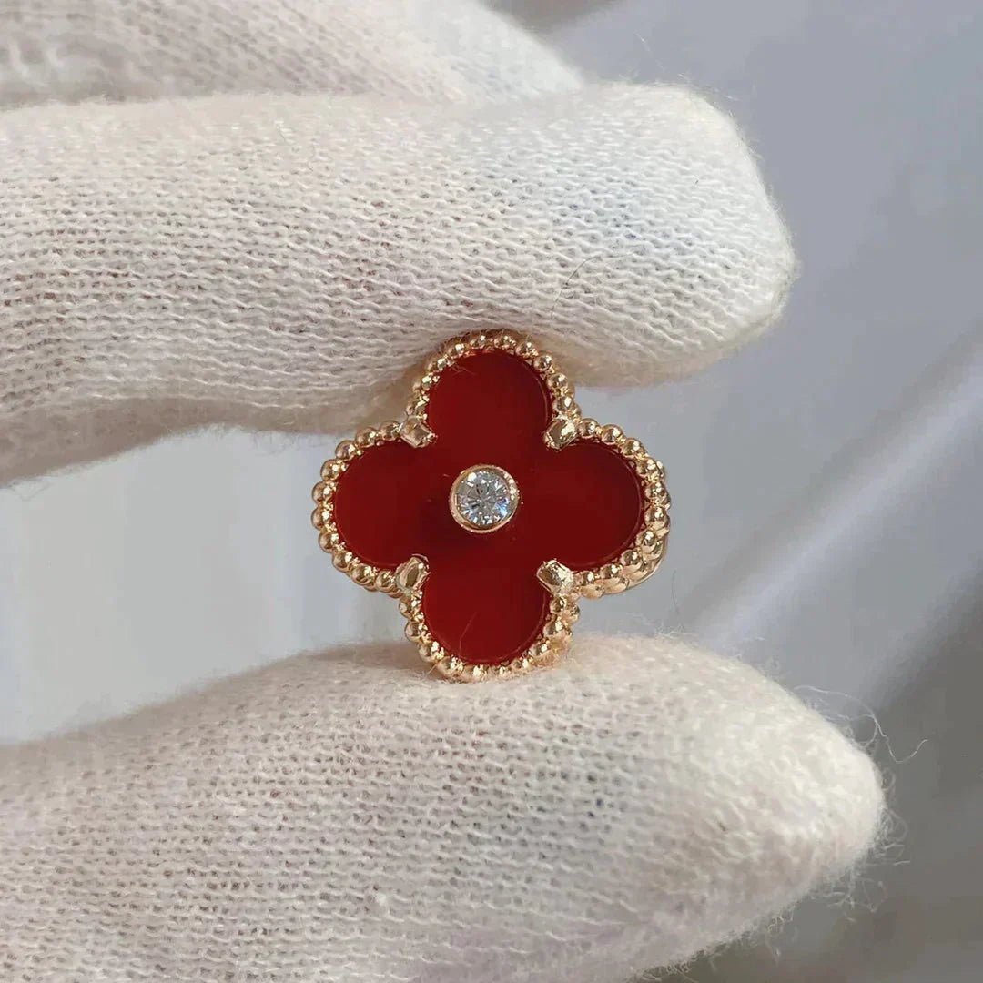 [LUXE]CLOVER MEDIUM 1 MOTIFS CARNELIAN DIAMOND Ohrringe